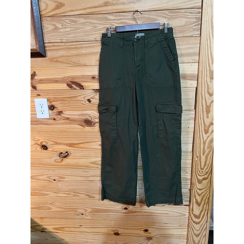 Universal Thread Womens 2 Cargo Pants Olive Green Mid Rise Baggy Wide Leg 90s - Picture 3 of 6